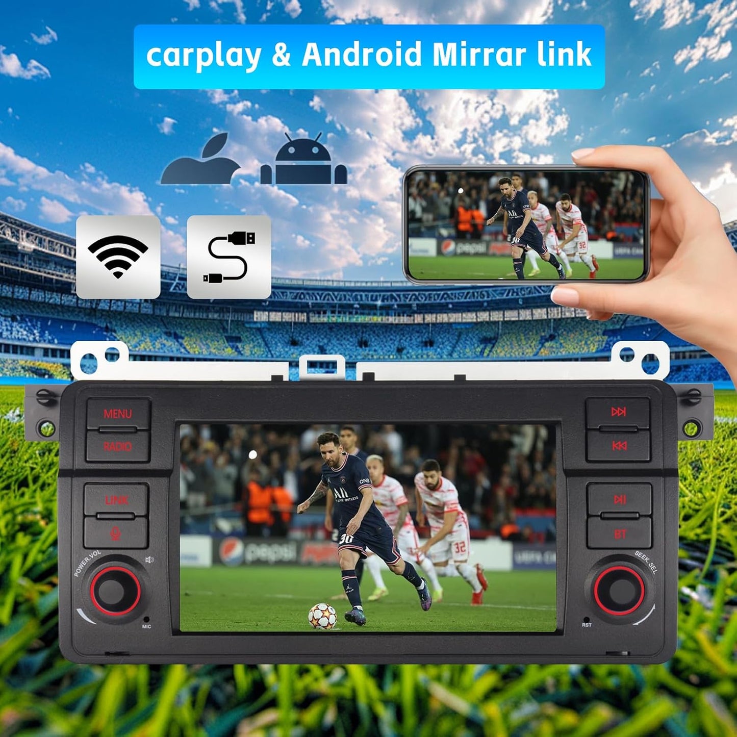 Autoradio BMW E46 – Auto Stereo – Multimedia Speler – Navigatiesysteem – Radio Ontvanger – Draadloze CarPlay & Android Auto – Linux Systeem Snelle Start – Touchscreen Bluetooth USB FM AM