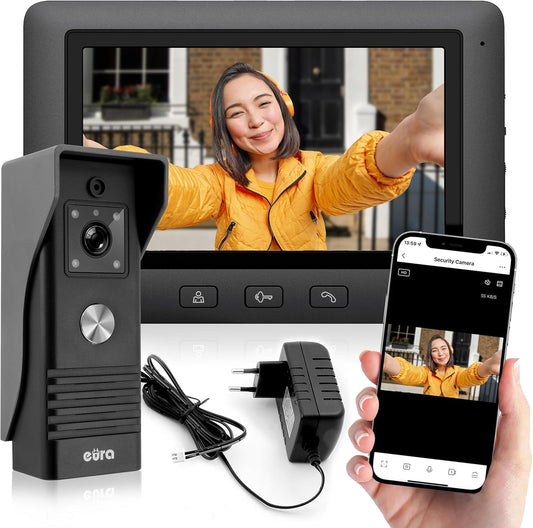 Eura VDP-45A3-TY Alpha+ TUYA WiFi Video deurintercomsysteem 4-draads 7 inch kleurenmonitor zwart