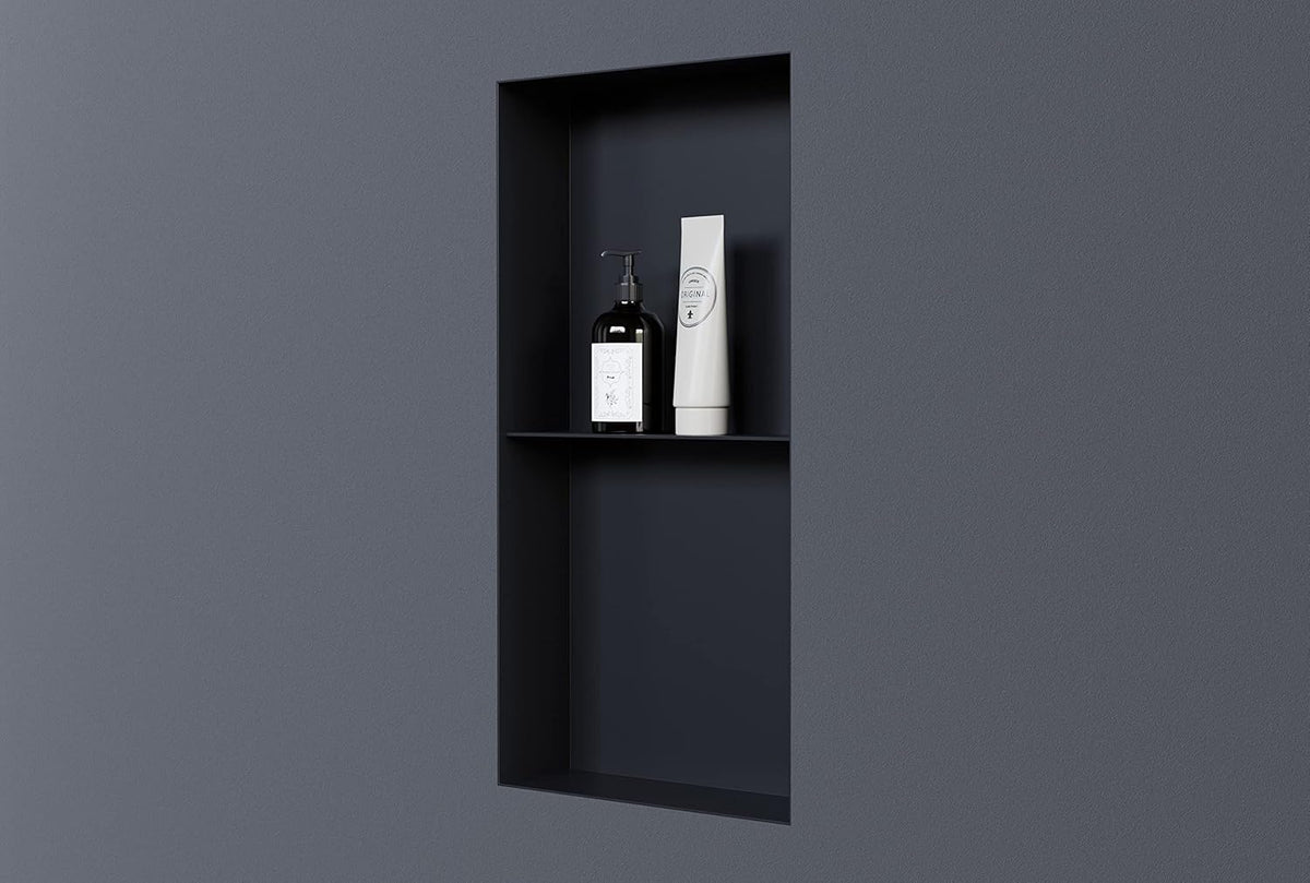 Badkamernis van rvs BERNSTEIN NT306010X randloos met planchet - 30 x 60 x 10 cm (B x H x D) - selecteerbare kleur, Kleur:zwart