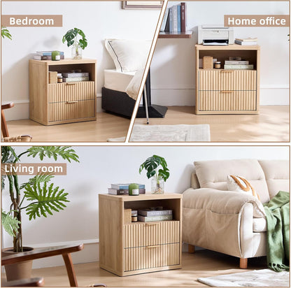 LELELINKY Natuurlijke nachtkastje, bijzettafel, telefoontafel, geschikt voor slaapkamer, woonkamer, eetkamer