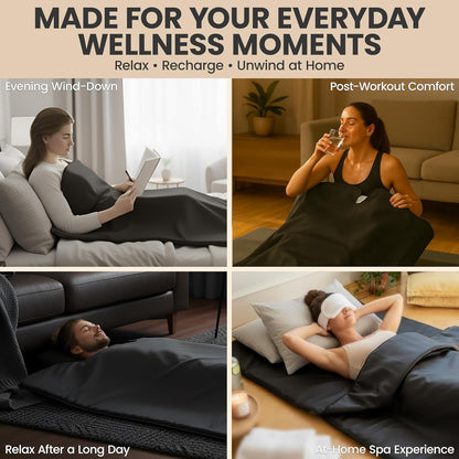 Portable Sauna Blanket with Bonus Cotton Inlay Towel - V2.0 Major Upgrades! Premium Far Infrared Sauna Blanket for Detoxification - Sauna Blanket, Infrared Saunas for Home with Temperature Range of - QUORE