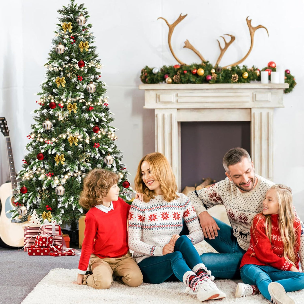 Uten Kunstkerstboom, metaal, groen en wit, 6Ft