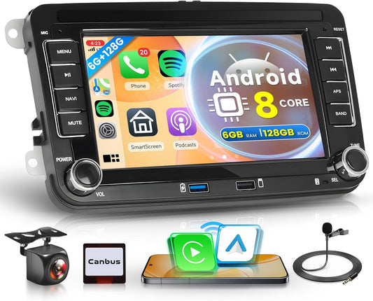 Carplay Car Radio for VW Golf 5 6 6 Passat Polo Tiguan Touran Caddy Skoda Seat 6G + 128G - QUORE