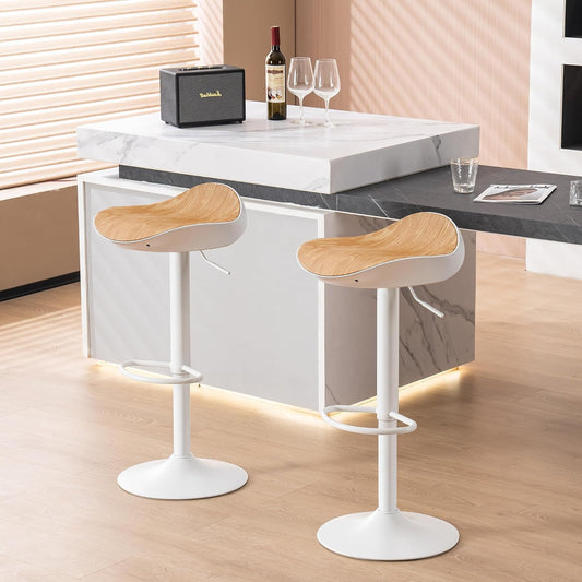 YOUNIKE Bar Stool, Set of 2, Bar Stool, Bar Stool, Height Adjustable, 360° Rotatable, with Footrest, Bistro Stool, Kitchen Chairs, Stool for Kitchen, Household and Bar, ABS and Steel, - QUORE