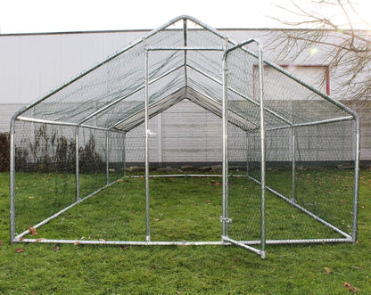 Buitenren – Ren – Hek – Kippenren – Konijnenhok – 4x3x2 Meter – UV-bestendig Zonnescherm – Verzend Gegalvaniseerd Stalen Frame