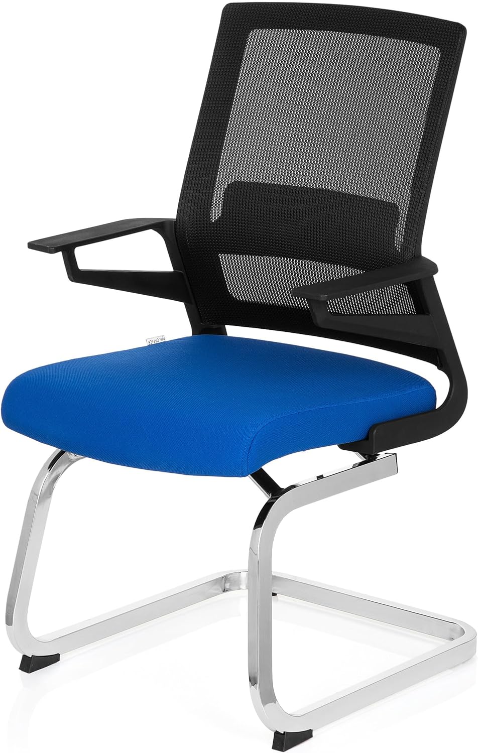hjh OFFICE 732070 bezoekersstoel Inventor V stof/netrug zwart blauw stoel cantilever met lendensteun