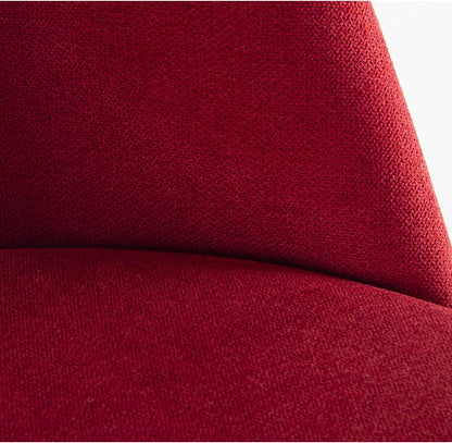 DRW Set van 4 stoelen van fluweel en metaal in rood en goud, 50 x 51 x 86 cm, zitvlak 47 cm