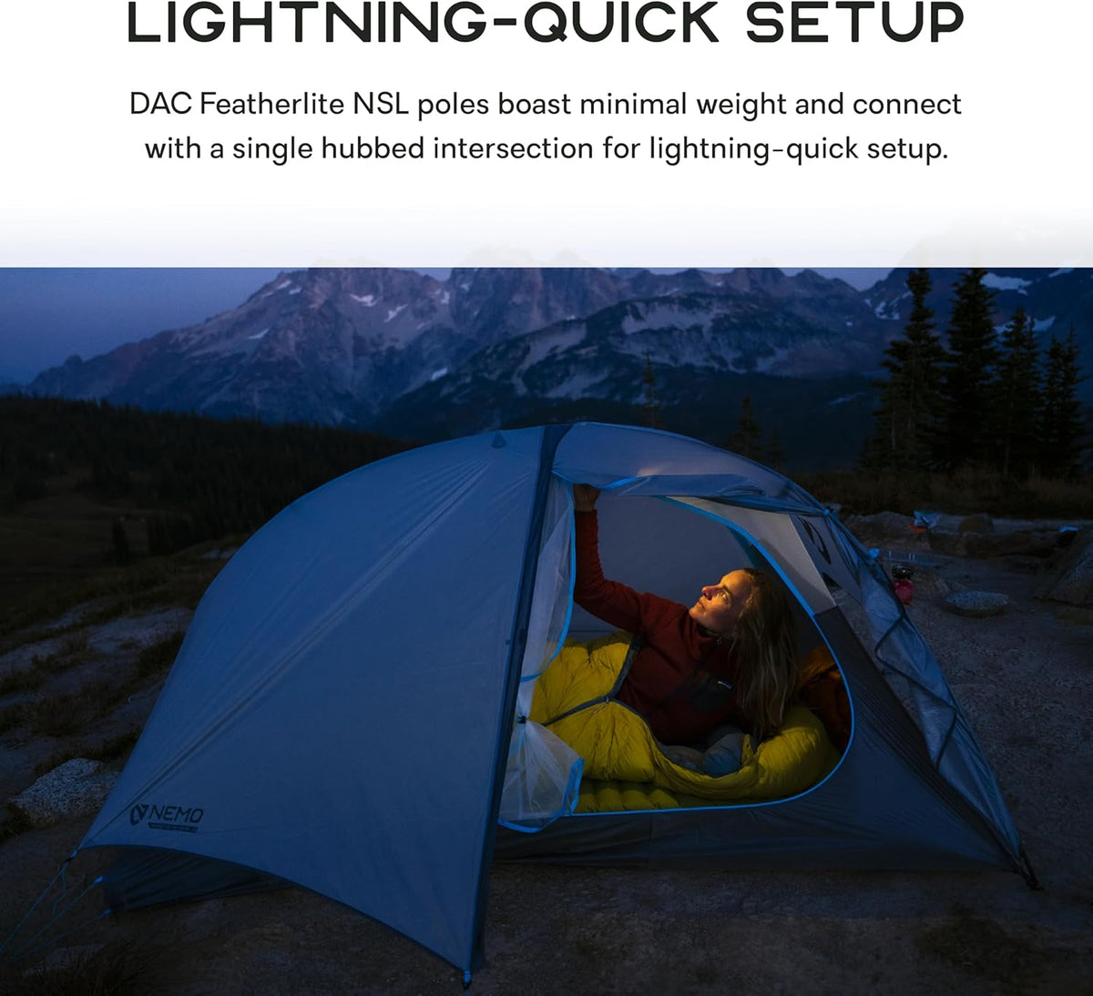 NEMO Apparatuur Hornet Elite OSMO Ultralight Backpacktent - Aluminium/Stormachtige Nacht - 2-persoons