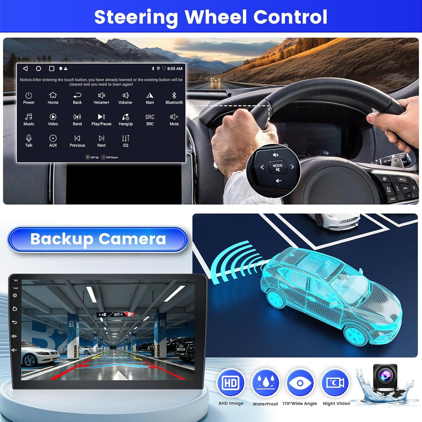 Autoscherm – Autoradio – Carplay Radio – Multimediascherm – Navigatiesysteem – Android 13 – 10 Inch, 2+64GB, Draadloze CarPlay/Android Auto