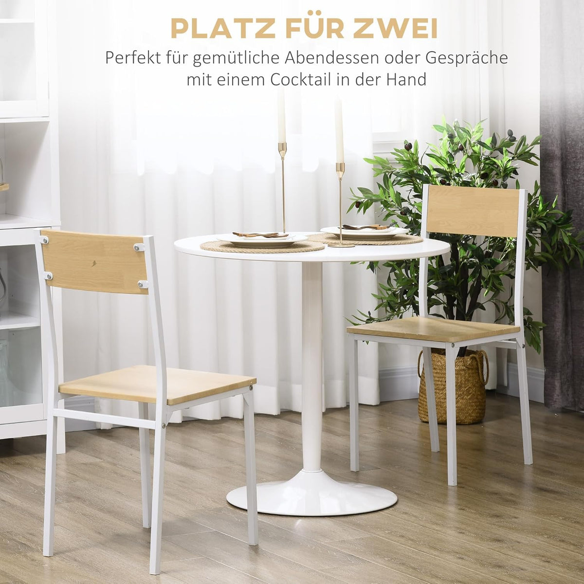 Ronde Eettafel – Keukentafel – Bistrotafel – Bartafel – Koffietafel – Compact Ontwerp Ø80 cm – Stevig MDF Tafelblad
