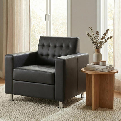 Loungestoel – Fauteuil – Relaxstoel – Armstoel – Loungestoel Kunstleer – Hoogwaardig Kunstleer – Massief Houten Frame – Stevige Metalen Poten