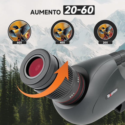 Ultra HD 20-60 x 82 telescoop, FMC-lens, BAK4-prisma, IPX7 waterdicht, met statief, tas en adapter, voor vogels spotten, wilde dieren observeren en schietoefeningen