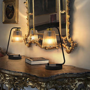 Tafellamp - Tafellampen - 2 Stuks - Bedlampje - Vintage Stijl - Nachttafellamp - met Traploos Dimbaar - USB-Poort - 5V&2A -  Industrieel Bureaulamp - Amberkleurige Lampenkap - voor Slaapkamer - Woonkamer - Lezen Kantoor - IJzer - 14 x 34.5 cm - Zwart