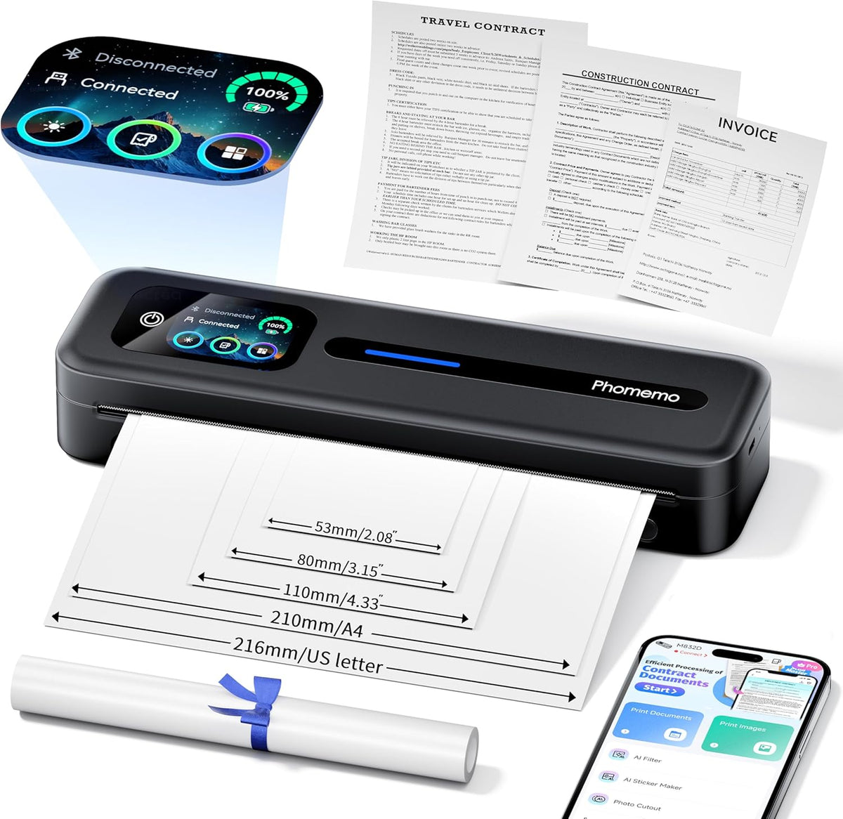 Phomemo M832D Thermal Printer A4 -Black - QUORE