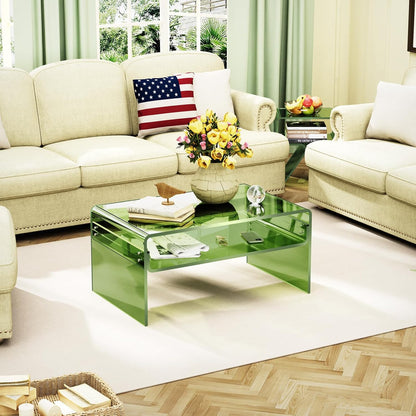 Acryl Salontafel, Transparant Helder Acryl Tafel (Groen, 50 cm)