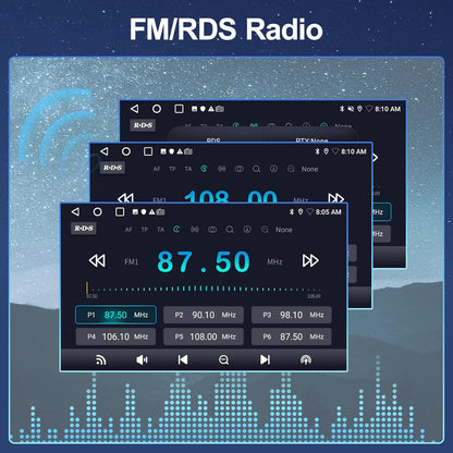 【2+32G】Draadloze Carplay 10,1" Android autoradio 2 Din Android autospiegel link scherm, radio met Bluetooth/Wifi 26 UI FM/RDS stuurbediening GPS EQ MIC met AHD achteruitrijcamera