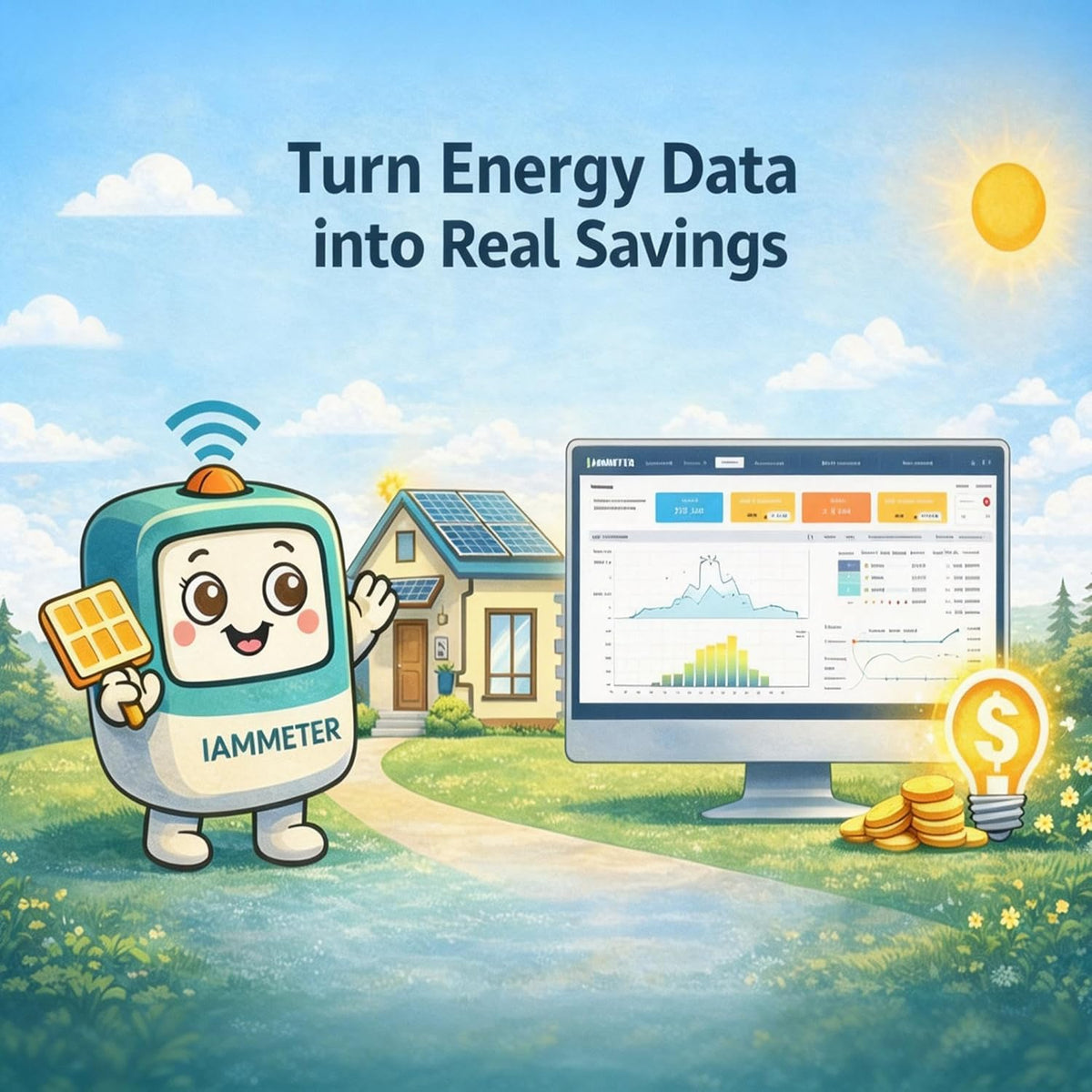 WEM3050T 3-fase/gesplitste fase/1-fase WiFi-energiemeter, 150A Split-Core CT's, realtime vermogensbewaking, zonne-PV en netenergie tracking, Home Assistant & MQTT-ondersteuning, Cloud&lokale