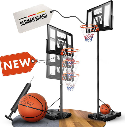 Basketball Hoop Outdoor - [135 to 305 cm] Height Adjustable and Weatherproof Basketball Stand - Professional Outdoor Basketball Hoop with Basketball and Pump for Kids and Adults - QUORE