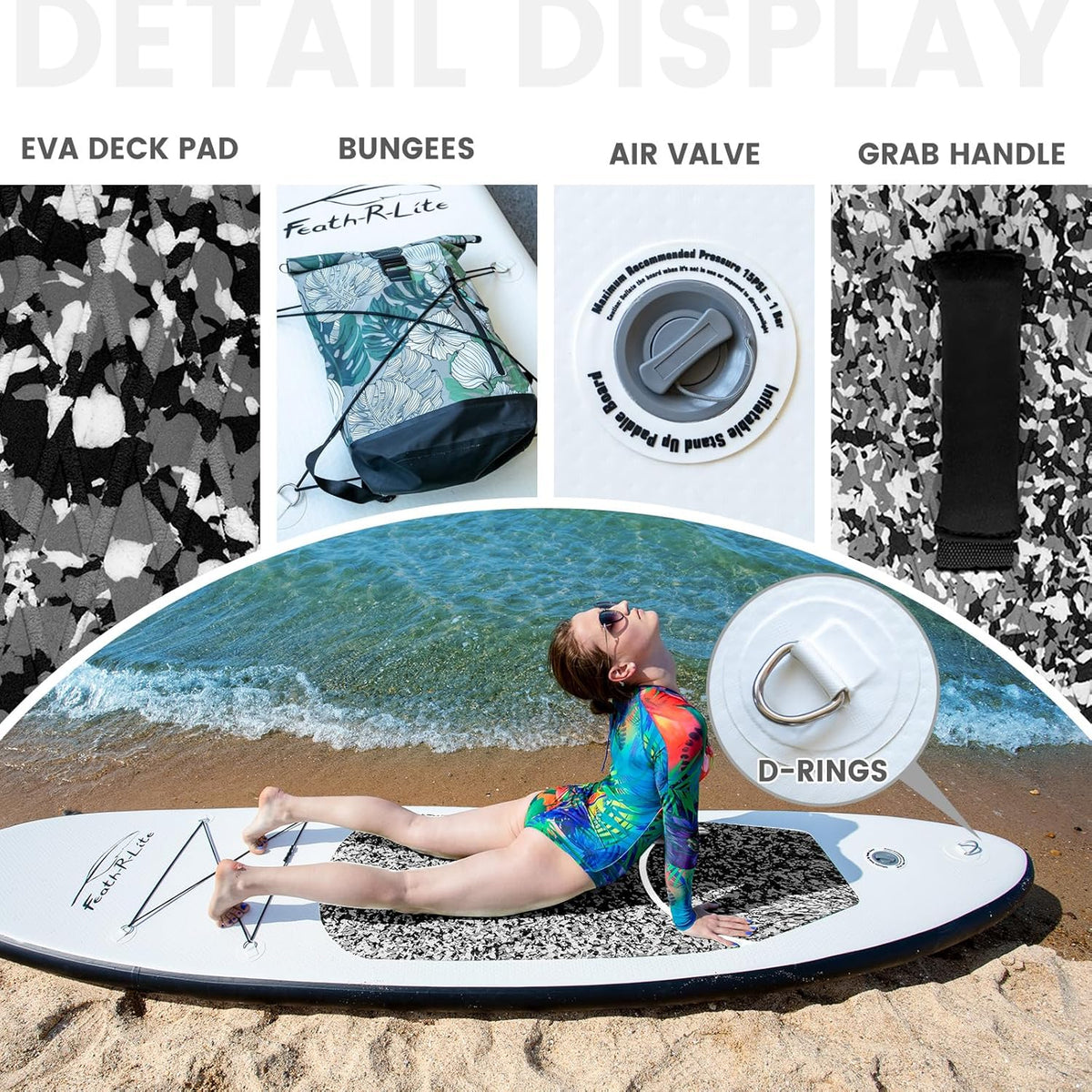 FunWater Opblaasbaar stand-up paddleboard, surfplank, SUP compleet paddleboard, accessoires, verstelbare peddel, pomp, reisrugzak, lijn, waterdichte tas, peddelboard voor volwassenen