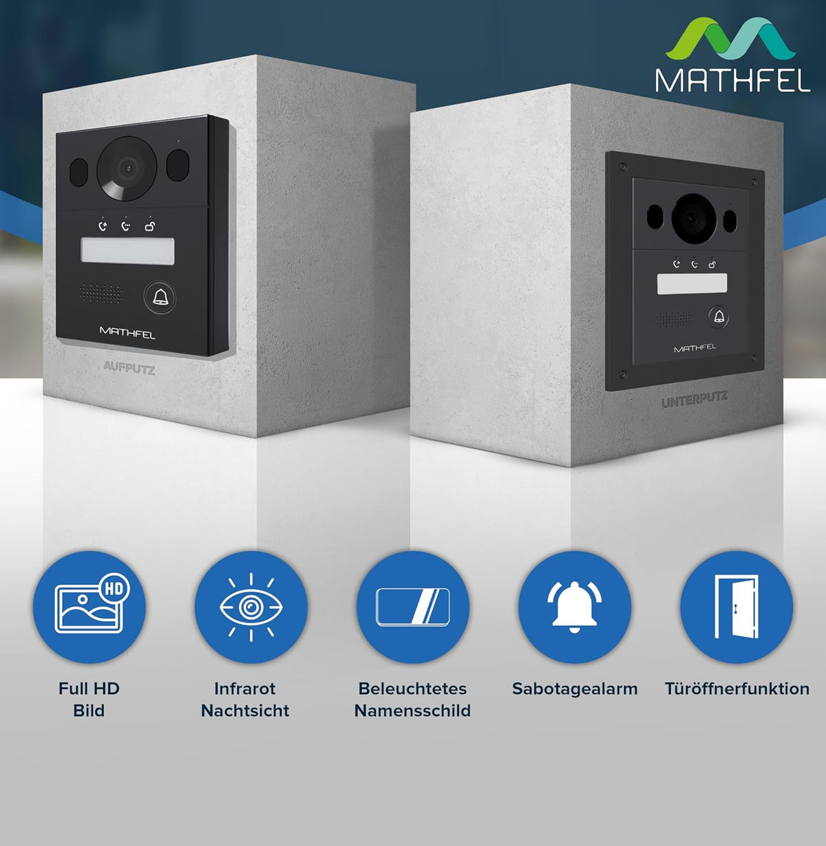 4-draads video-deurintercomsysteem intercominstallatie 1x7 inch monitor spiegelglas, deurstation voor 1 familiehuis, 170 graden groothoek-camera 1x7'' Monitor mit WLAN Schnittstelle Met