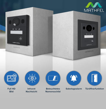 4-draads video-deurintercomsysteem intercominstallatie 1x7 inch monitor spiegelglas, deurstation voor 1 familiehuis, 170 graden groothoek-camera 1x7'' Monitor mit WLAN Schnittstelle Met