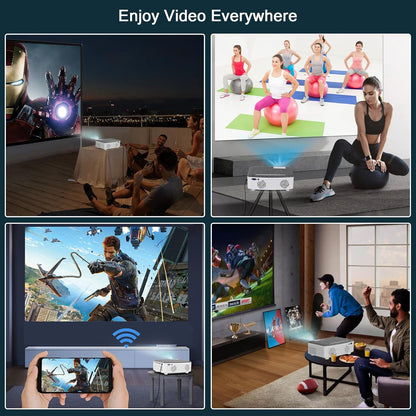 Beamer, wifi-beamer met 120 inch scherm, 7500 lumen WLAN Bluetooth beamer ondersteuning 1080p video, met hifi-luidspreker, compatibel met Fire Stick, smartphone, tablet
