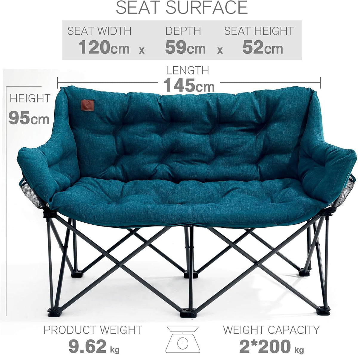 EVER ADVANCED Campingstoel Dubbel Oversized Groen