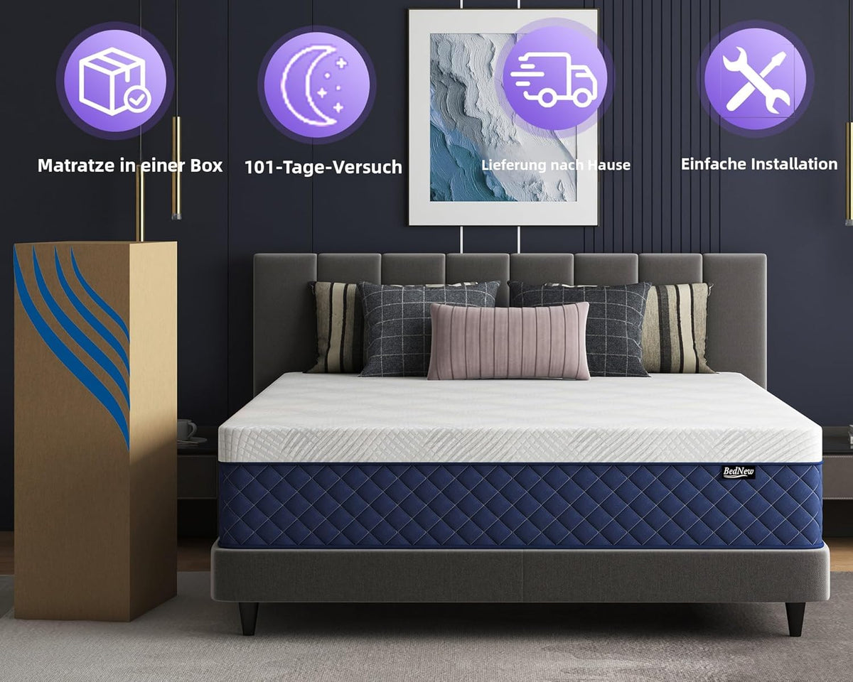 Matras 120 x 200 cm, veermatras H3, hoogte 29 cm, 7 zones, orthopedische pocketveringmatras met comfortabele traagschuimlaag, Öko-Tex gecertificeerd
