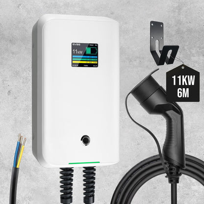 Morec 11KW driefasig EV laadstation laadkabel 16A EU standaard wandbox Type 2 oplader IEC 62196-2 stekker met stroomkabel naar verdeelkast Draagbare snelwanddoos 6.1m