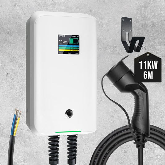 Morec 11KW driefasig EV laadstation laadkabel 16A EU standaard wandbox Type 2 oplader IEC 62196-2 stekker met stroomkabel naar verdeelkast Draagbare snelwanddoos 6.1m