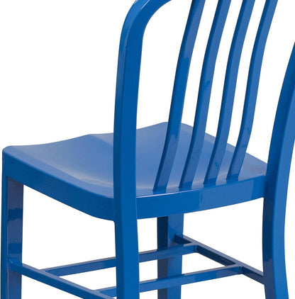Flash Furniture Commerciële stoel voor binnen en buiten, van metaal, 2 stuks, blauw