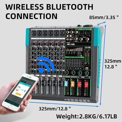 DJ Audio Mixer – Mengpaneel – Mixer – Mengtafel – Geluidsmixer – 6 Kanalen – Bluetooth en USB/MP3 – 256 DSP Effecten