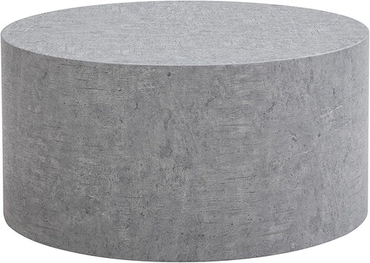 FineBuy Monobloc Coffee Table, 60 x 60 x 30 cm, in Concrete Look, Grey, Design Living Room Table, Round Coffee Table, Modern - QUORE
