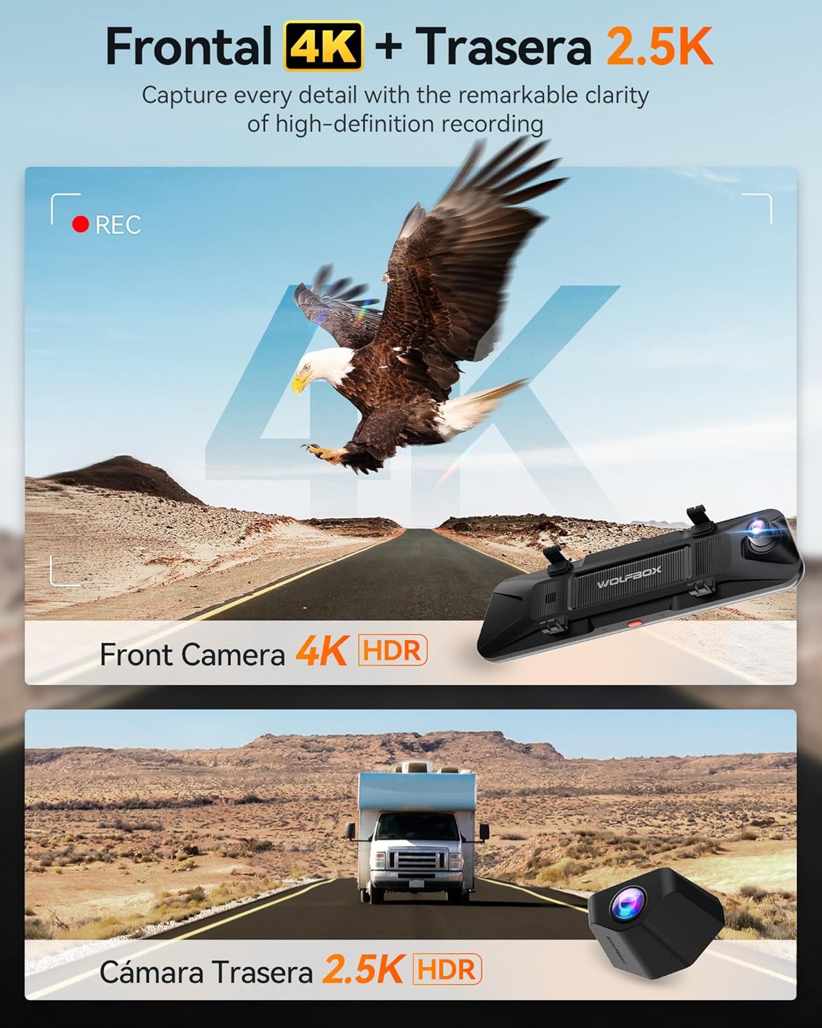 Achteruitkijkspiegel Dashcam – Spiegelcamera – Auto Camera – Camera Voorruit – Rijveiligheid Kamera – 12 Inch Scherm – 4K + 2.5K Resolutie met STARVIS 2 Sensor - QUORE