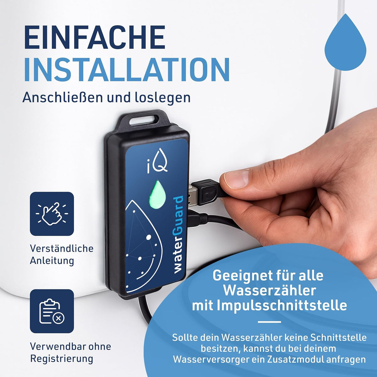 Slimme watermelder met wateralarmfunctie – Wateralarm – Waterbewaker – Wifi-Waterverbruiksmeter – Lekkagedetector – 92 dB Alarm – Wifi En Smartphone