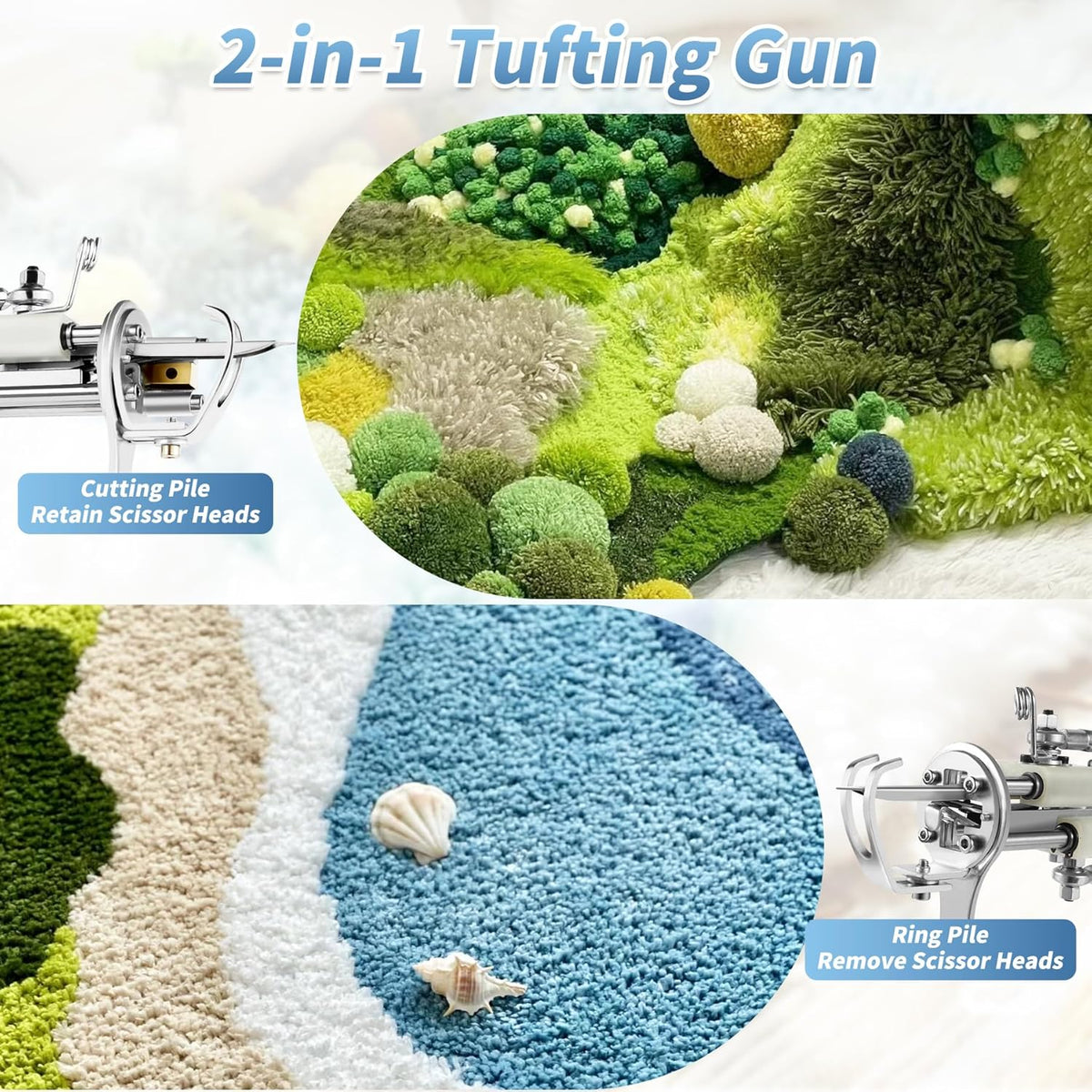 Tuftset – Tuftpistool – Tapijtsnijder – Tapijtmachine – Starterkit – Met Tapijttrimmer – 2-in-1 Gesneden En Lussenpool – Instelbare Poolhoogte 7-21 Mm