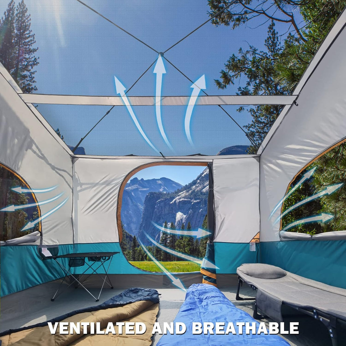 UNP Binnentent voor 10' x 10' pop-up luifel|Gazebo/ingenaaide vloer en volledig geventileerd dak met 1 gaasdeur en 3 grote gaasramen eenvoudige installatie exclusief luifelframe