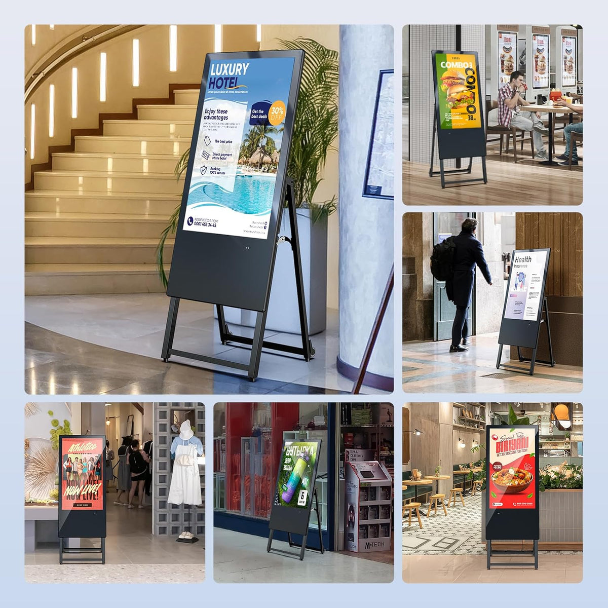 Digitale klantenstopper 32 Inch – LCD-reclamedisplay – Digitale signage – Reclamedisplay – Digitaal display – Full HD 1920 x 1080 – Met wielen