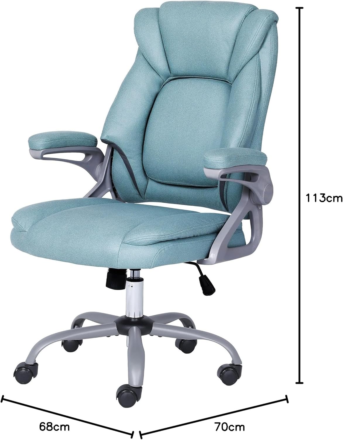 ADOV Executive Bureaustoel met 90° opklapbare armleuningen, ergonomische bureaustoel met hoge rugleuning en veerkussen, in hoogte verstelbare draaibare computerstoelen, comfortabele verstelbare