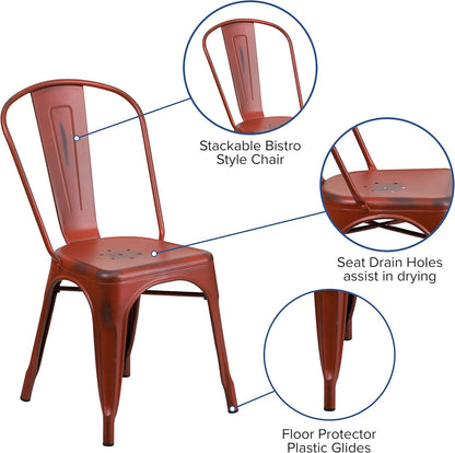 Flash Furniture Blake Commercial Grade 4 Pack noodlijdende Kelly rood metaal indoor-outdoor stapelbare stoel