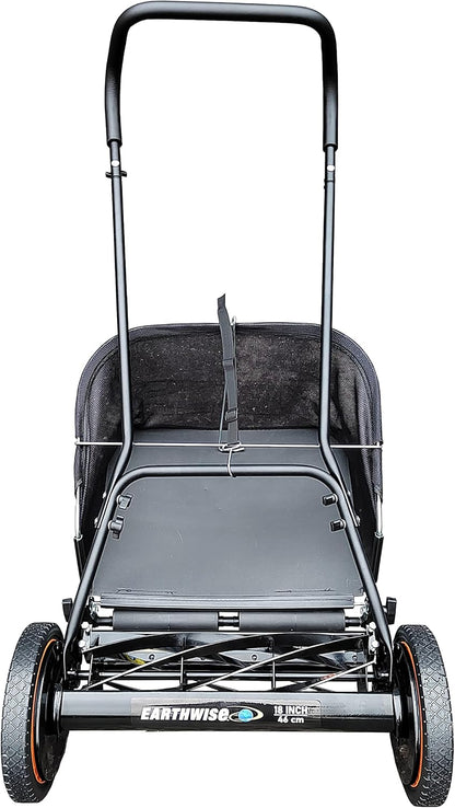 Handgrasmaaier – Kooimaaier – Gazonmaaier – Grasmaaier – Manuale Grasmaaier – 7 Warmtebehandelde Messen – Maaibreedte 45,7 cm met Opvangmand