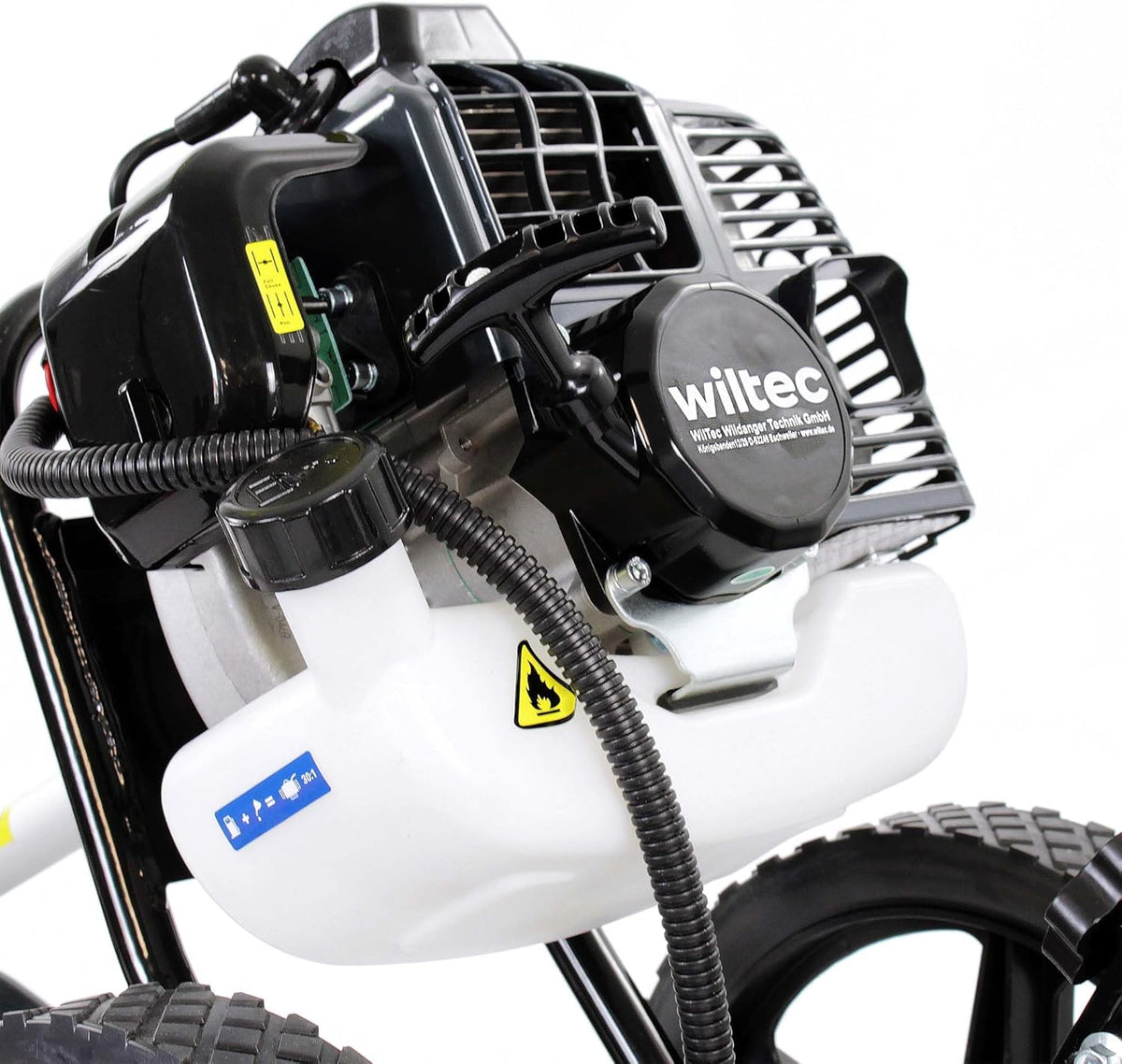 Wiltec benzine bosmaaier op wielen grastrimmer 1,9 kW 2-in-1 multitool gazon gras bos tuinmaaier