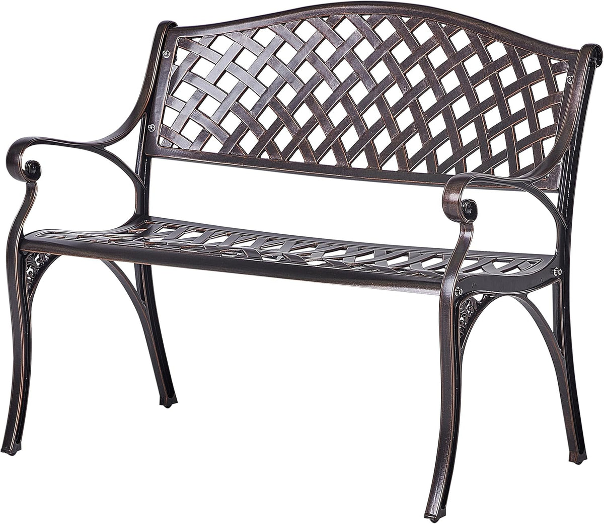 Vintage tuinbank bruin metaal 2-zits armleuningen Staggia - QUORE