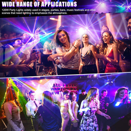 120W Disco Light – Dubbele Kop Feestlamp – Party Licht – DJ Licht – Podiumverlichting – RGBW LED Stralen – 540° Draaibaar – DMX512 Controle