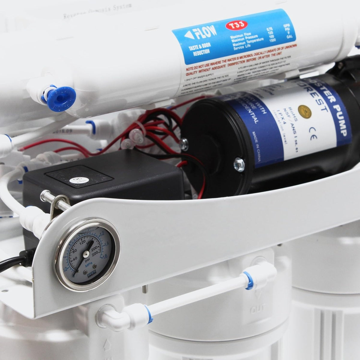 Naturewater 5-stage reverse osmosis RO 180 l/day with pump and pressure indicator - QUORE