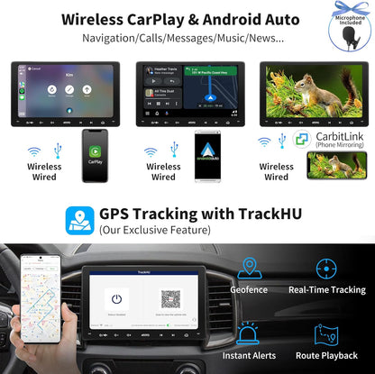 Android Autoradio – 2 DIN Autoradio – Car Radio – Multimedia Systeem – Auto Entertainment – 9 Inch QLED Touchscreen – Ingebouwde 4G LTE & Draadloze CarPlay en Android Auto