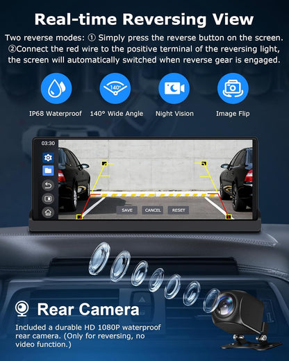 【4-in-1】Carplay Android Auto Scherm voor in de Auto met YouTube/Netflix/Tiktok, Exclusieve Houder 10,26 inch Carplay-scherm Car Play Autoradio met Achteruitrijcamera Dual-band WLAN, Bluetooth
