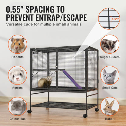 4-Laags Metalen Kooi Voor Fretten -  Geschikt Voor Ratten, Hamsters, Cavia's en Chinchilla's - 92 cm x 58 cm x 100 cm