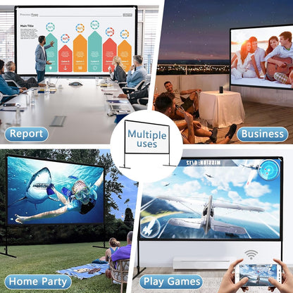 GT GETCO TECH 16:9 indoor outdoor beamer scherm en statief, draagbare HD-beamer scherm, achterste bioscoopscherm met draagtas