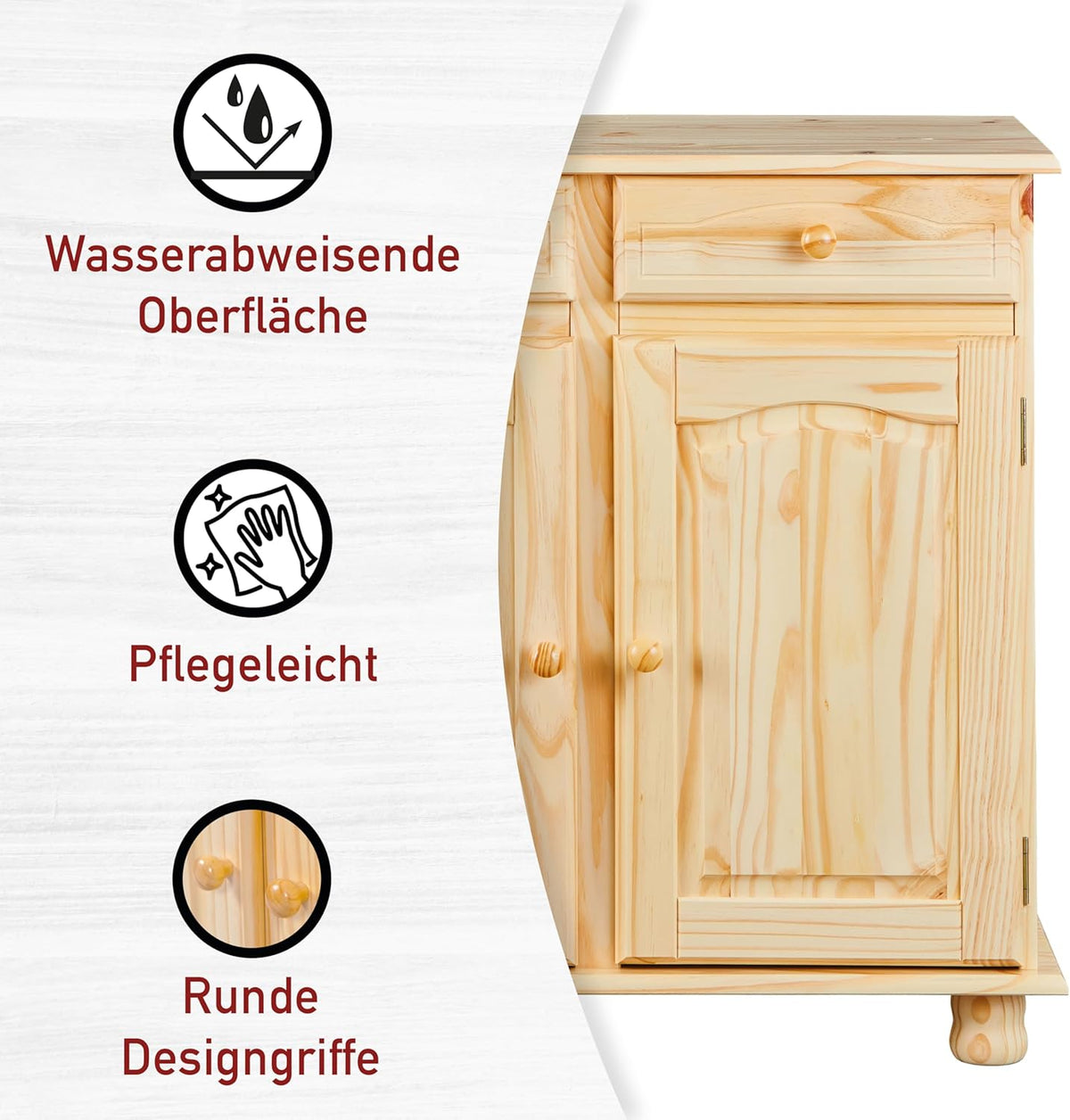 Inter Link - Cottage ladekast - Dressoir - Cottage dressoir - Bijzetkast - Massief grenen - 2 deuren - 2 laden - naturel gelakt